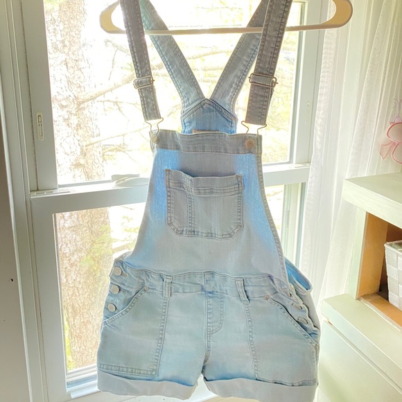 blue jean jumpsuit shorts
